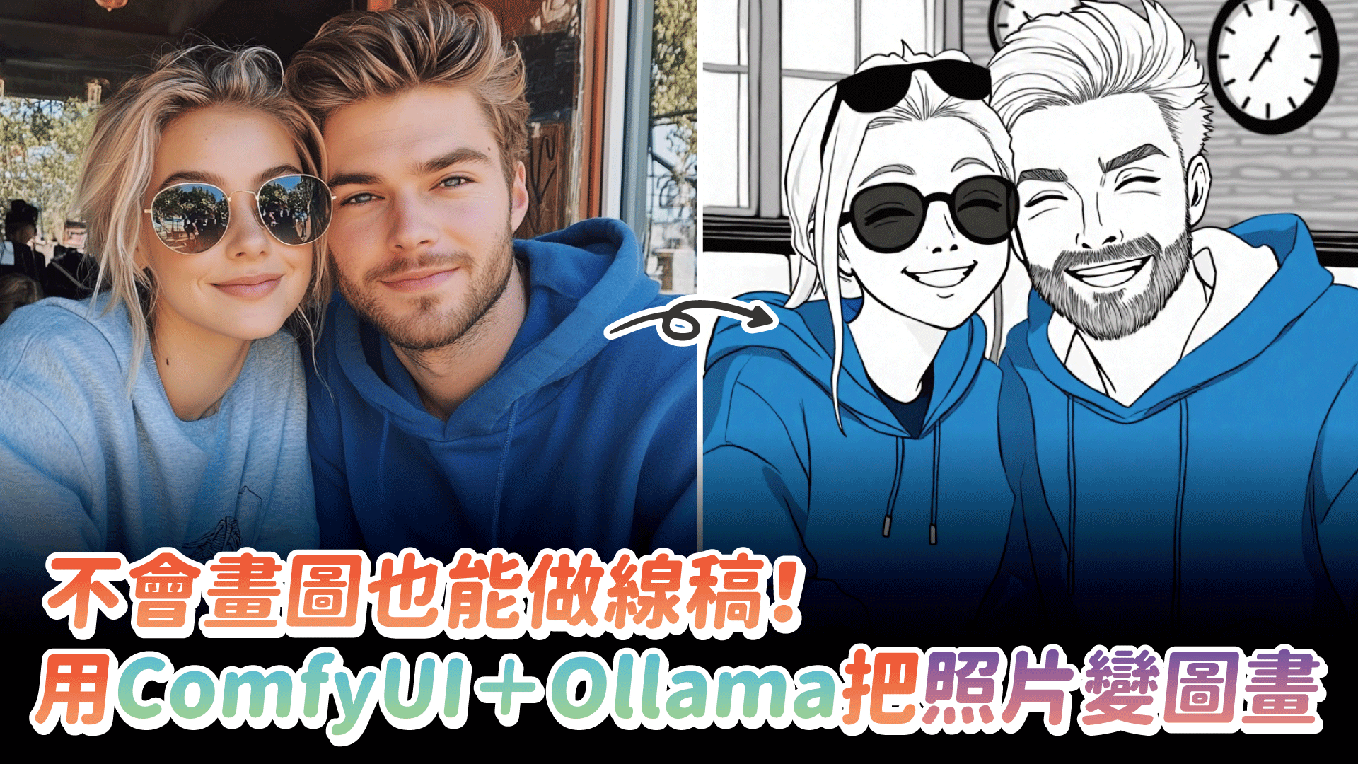 不會畫圖也能做線稿！用ComfyUI＋Ollama把照片變圖畫