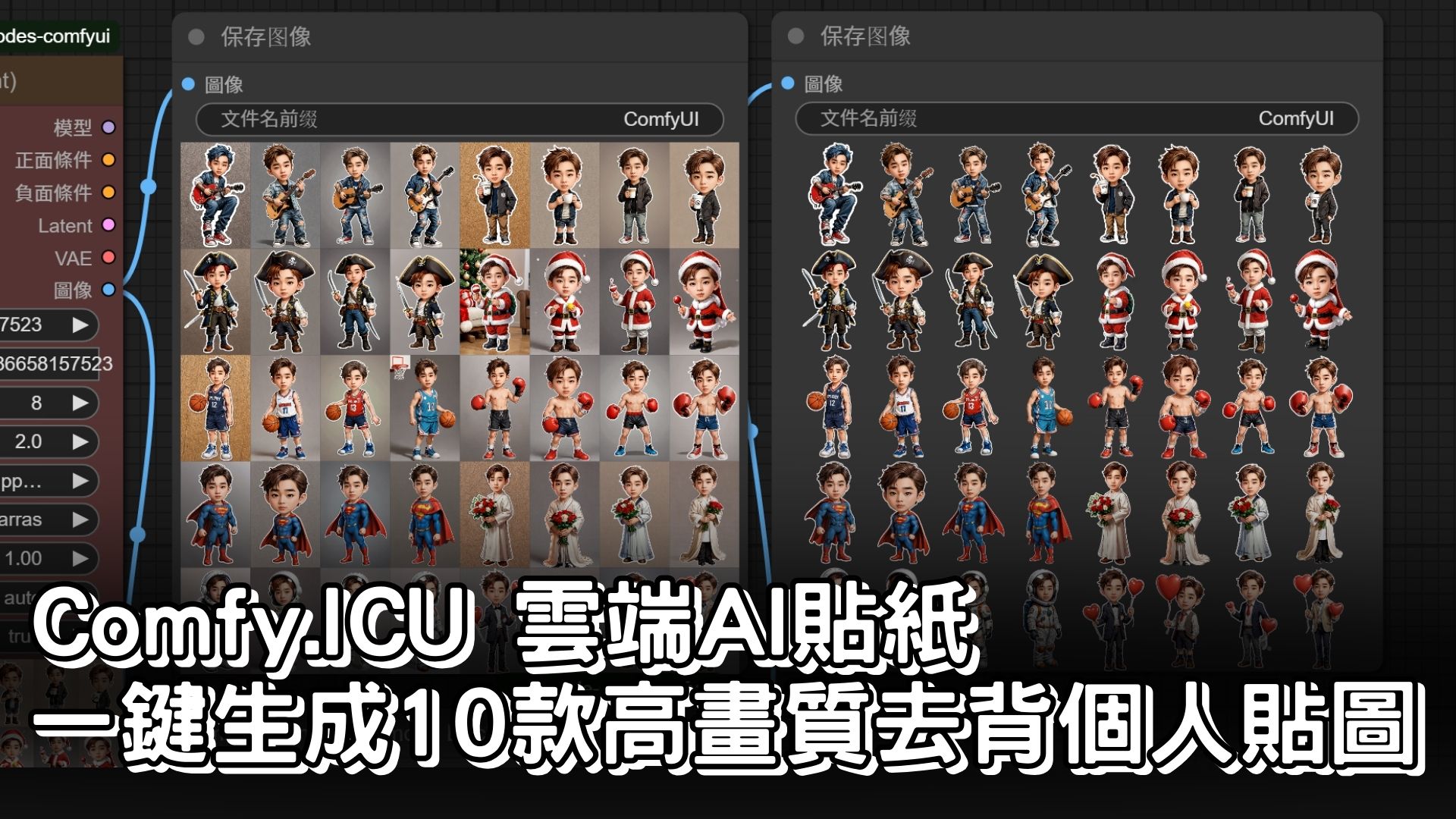Comfy.ICU 雲端AI貼紙 用參考圖與提示詞一鍵生成10款高畫質去背個人貼圖